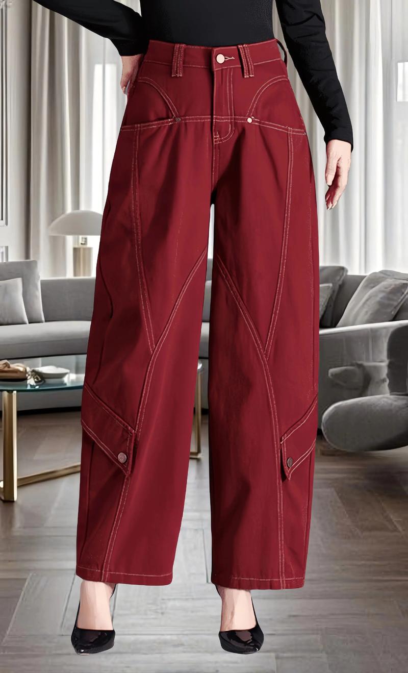 酒红色铅笔裤怎么搭配