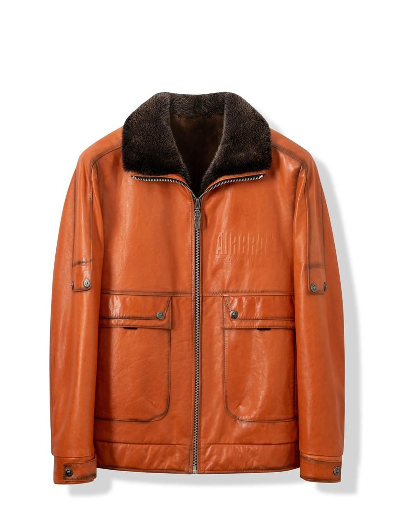 男橙色皮衣怎么搭配