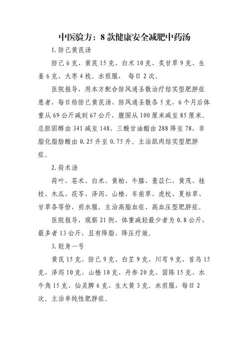 有没有什么中药偏方喝了能减肥吗