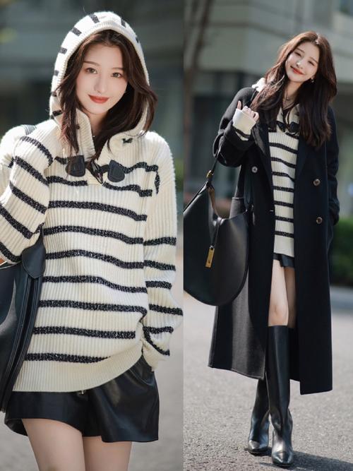 横条纹毛衣怎么搭配