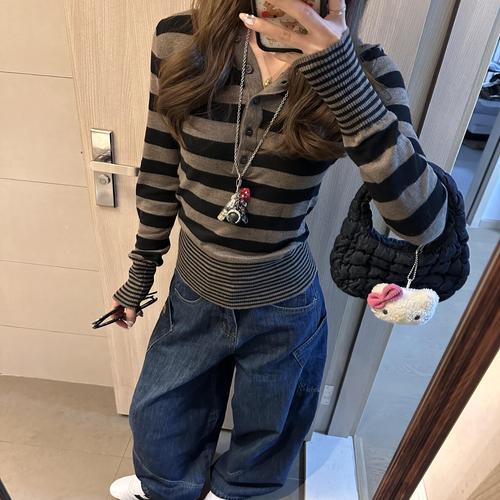 横条纹毛衣怎么搭配