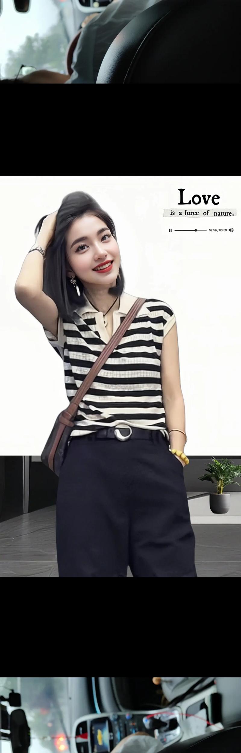 黑色条纹短袖怎么搭配