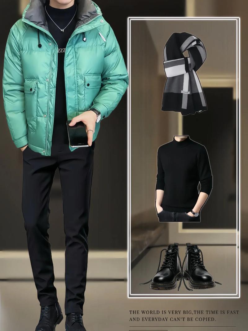 男生羽绒夹克怎么搭配