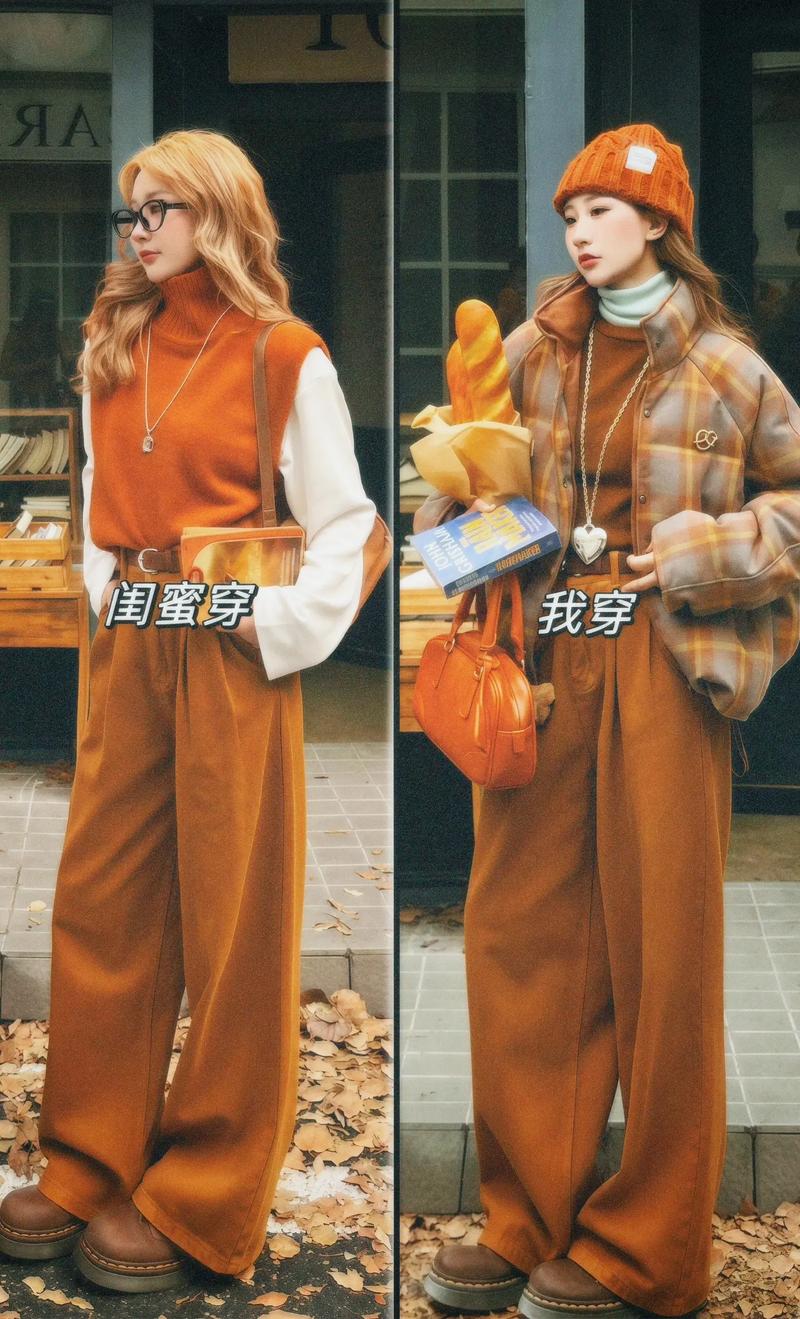 橘黄色打底裤怎么搭配