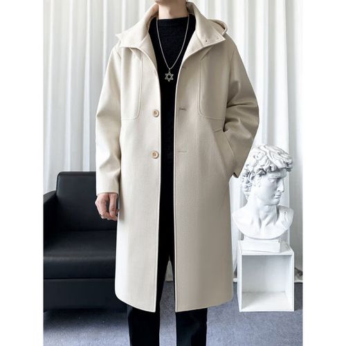 男士米白色风衣怎么搭配