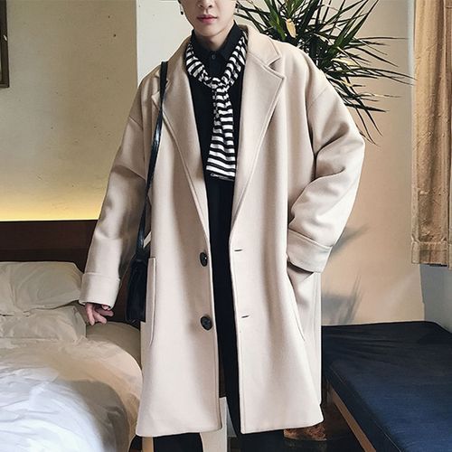 男士米白色风衣怎么搭配