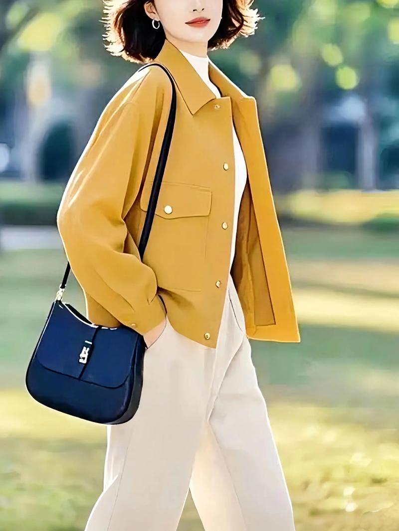 黄色无领外套怎么搭配