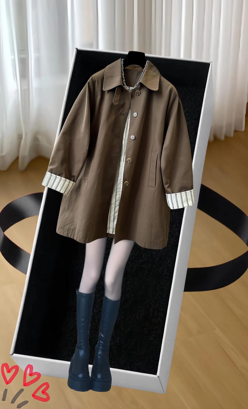 长款咖啡风衣怎么样搭配