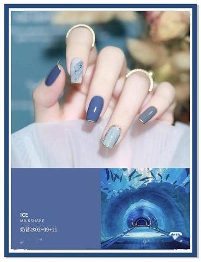 蓝色指甲油怎么搭配