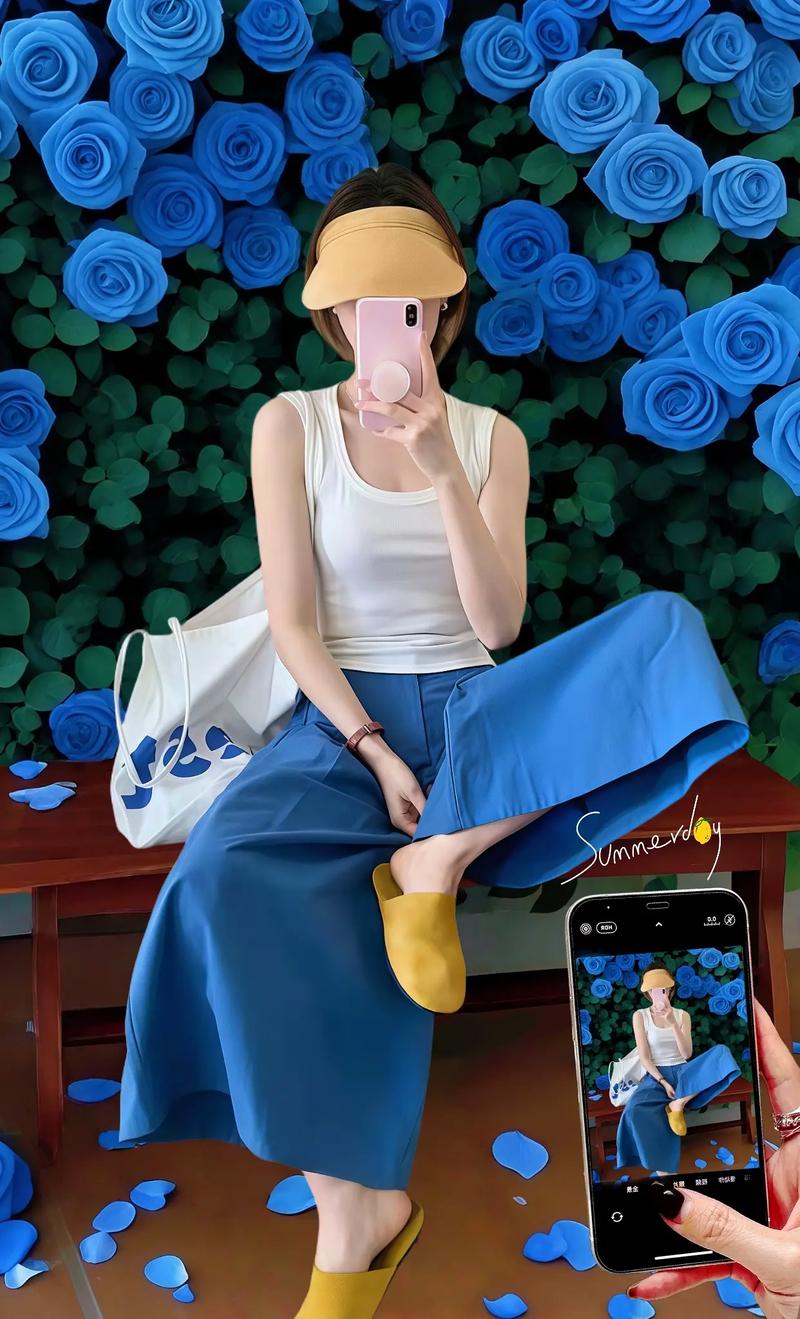 蓝色七分裤搭配荧光黄鞋子怎么样