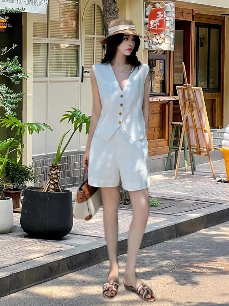 无袖小西服怎么搭配