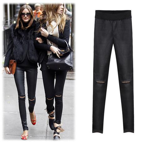 破洞皮裤怎么搭配