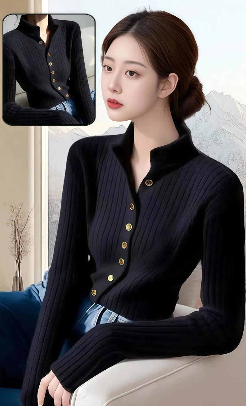 黑色短款毛衣怎么搭配图片