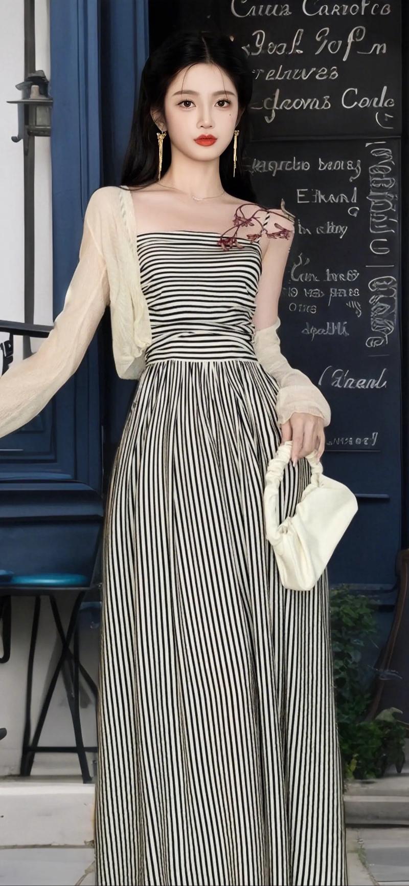 黑白条纹背心裙怎么搭配