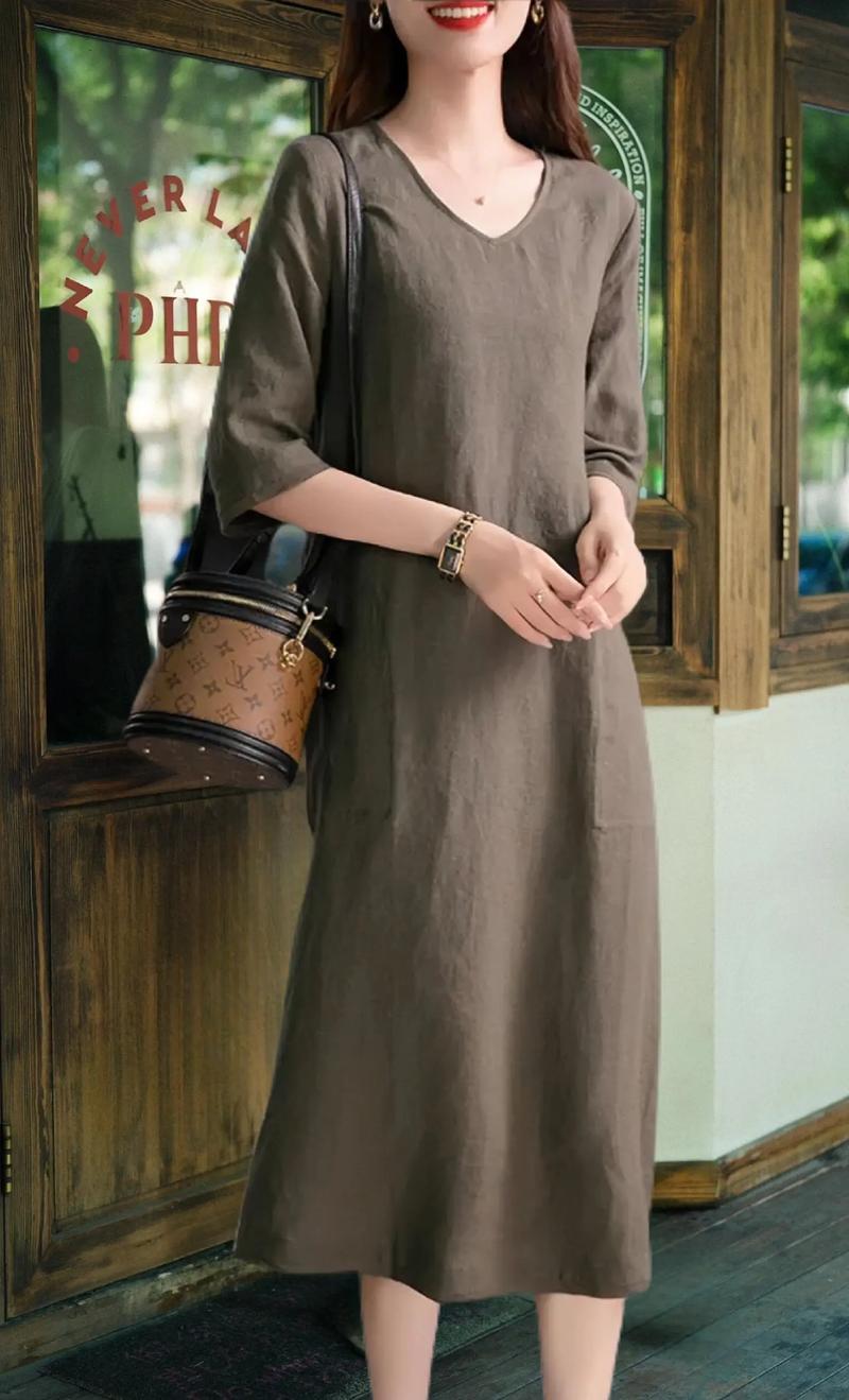 亚麻长裙怎么搭配