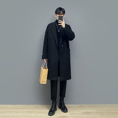 男加绒中长外套怎么搭配鞋子图片