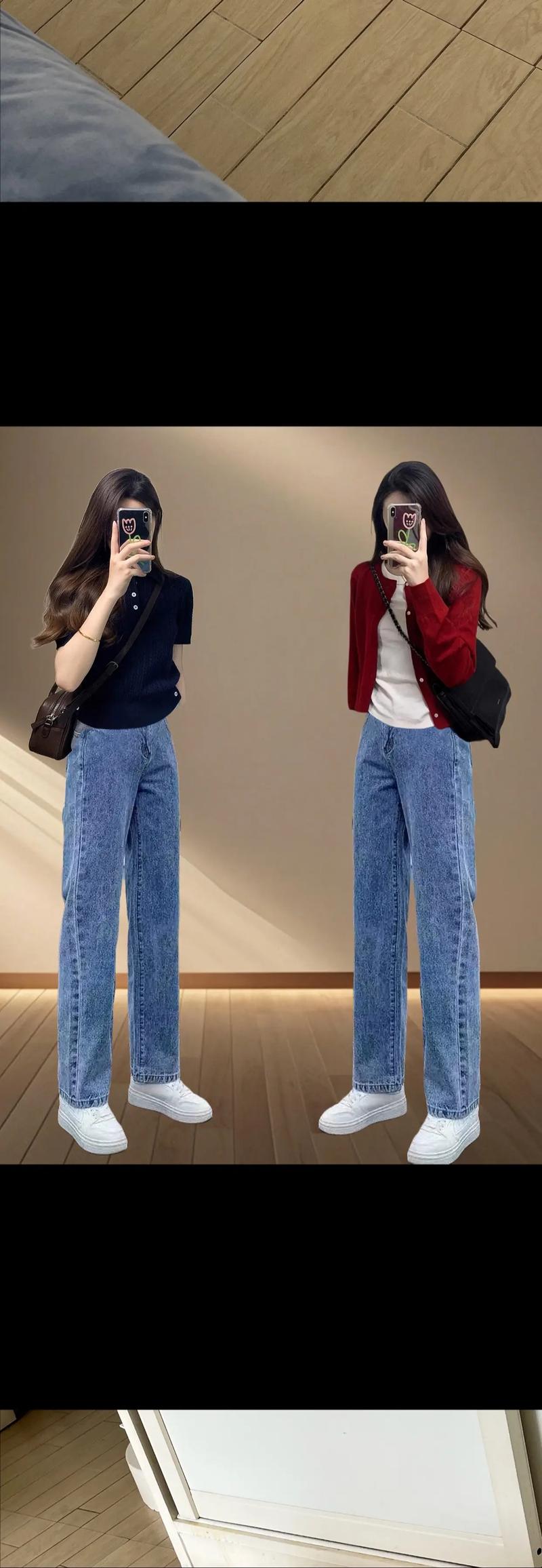 宽松牛仔裤女怎么搭配衣服图片