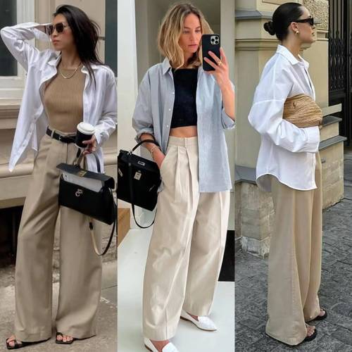 宽腿裤怎么搭配上衣图