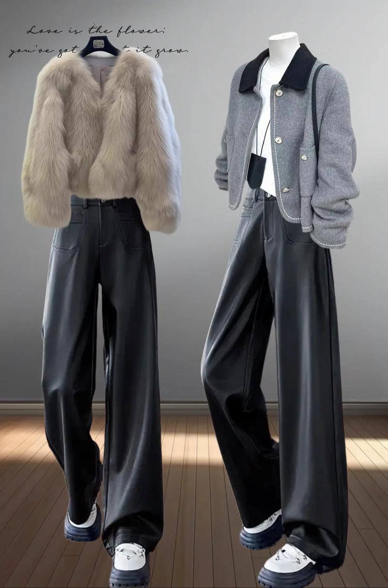 冬季皮裤阔腿怎么搭配