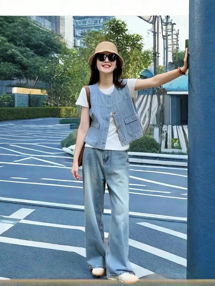 马甲怎么搭配牛仔裤