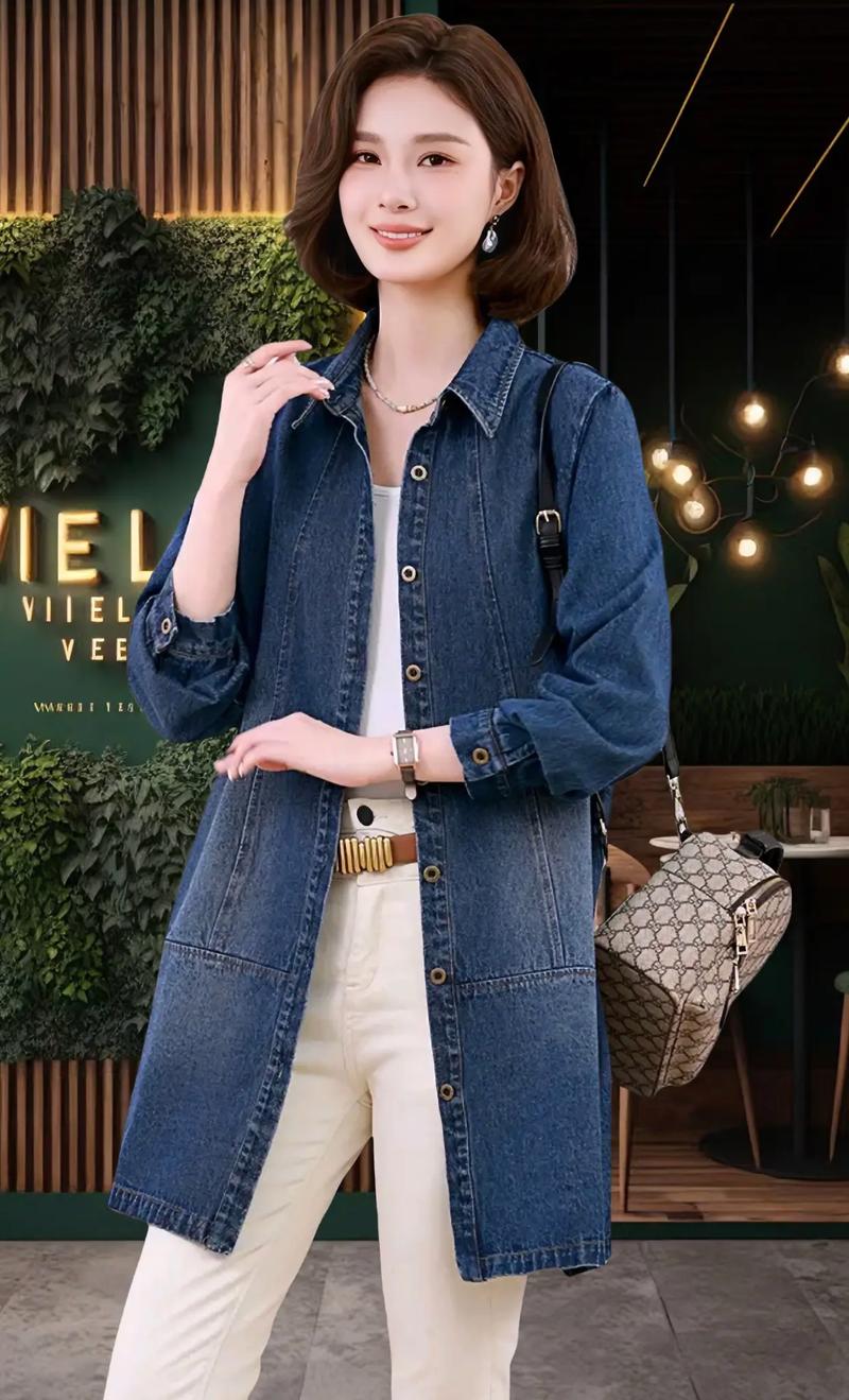 牛仔衬衫长版怎么搭配什么外套