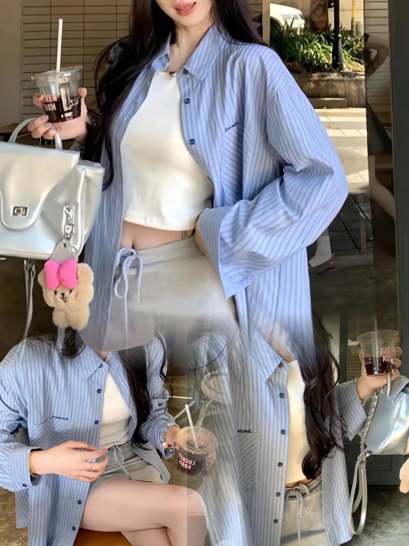 长袖蓝色衬衫怎么搭配外套