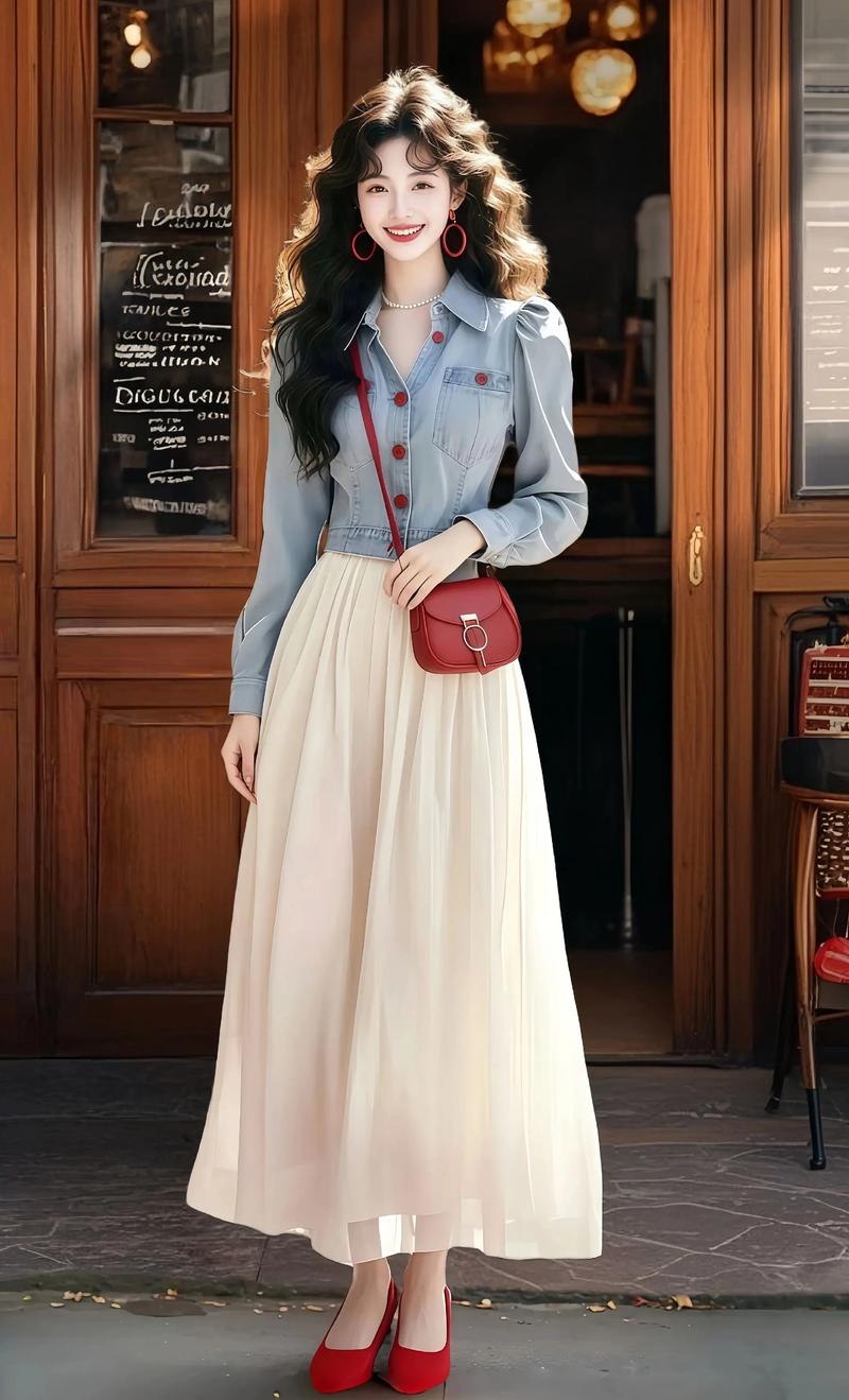 中长牛仔短裙怎么搭配图片