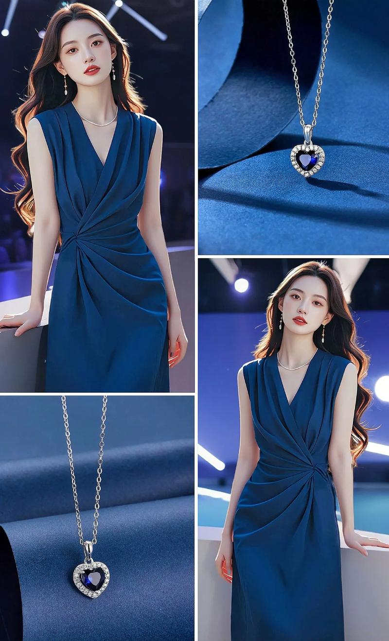 深蓝色短袖连衣裙怎么搭配什么外套