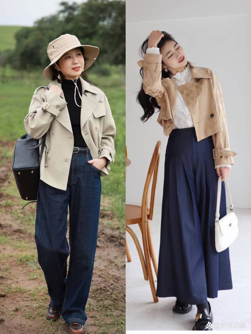女士韩版短袖风衣怎么搭配裤子