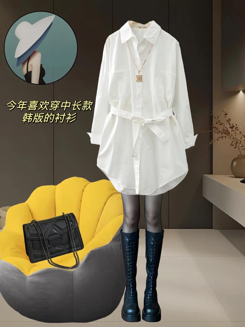 女棉衬衫中长款外套怎么搭配图片