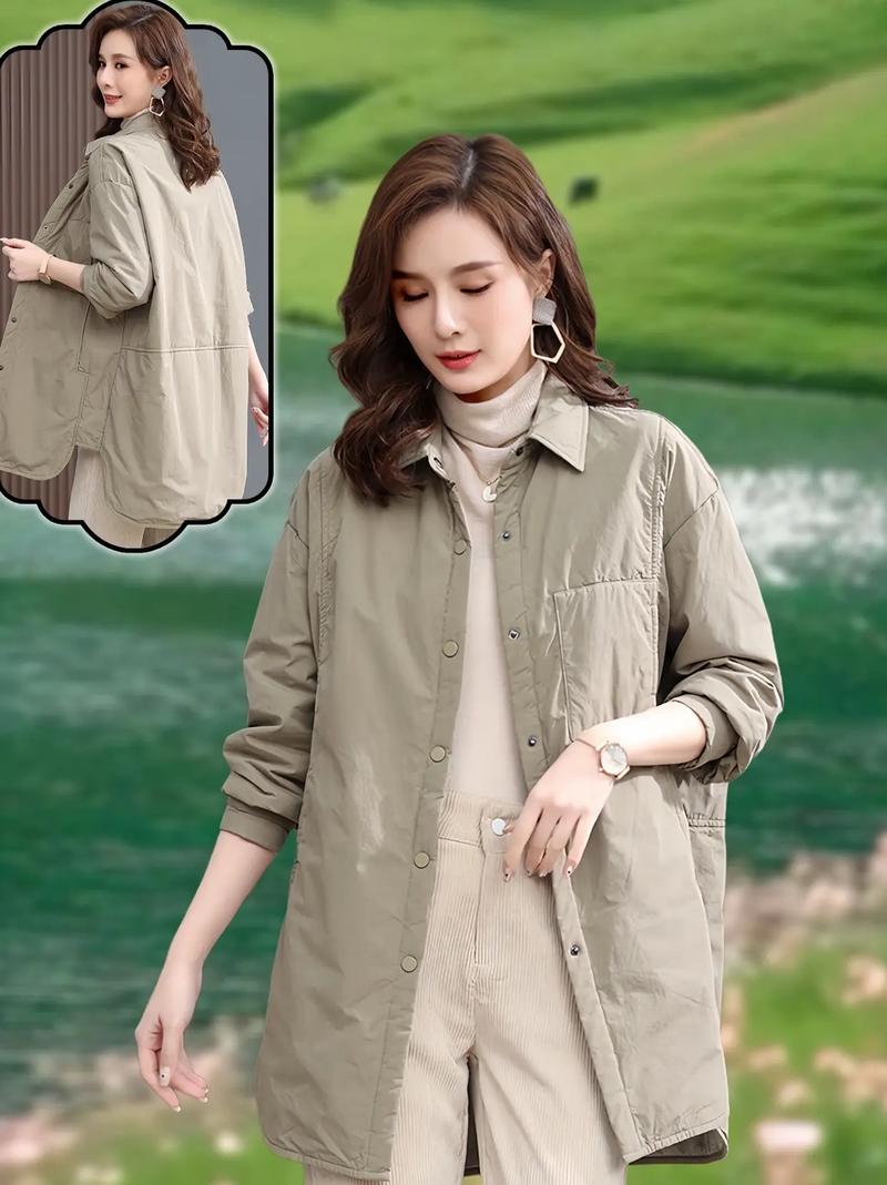 女棉衬衫中长款外套怎么搭配什么裤子