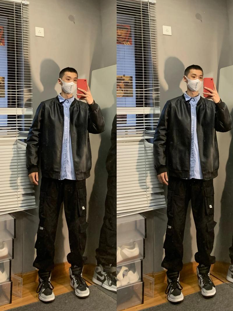 男士长款黑皮衣怎么搭配什么裤子好看