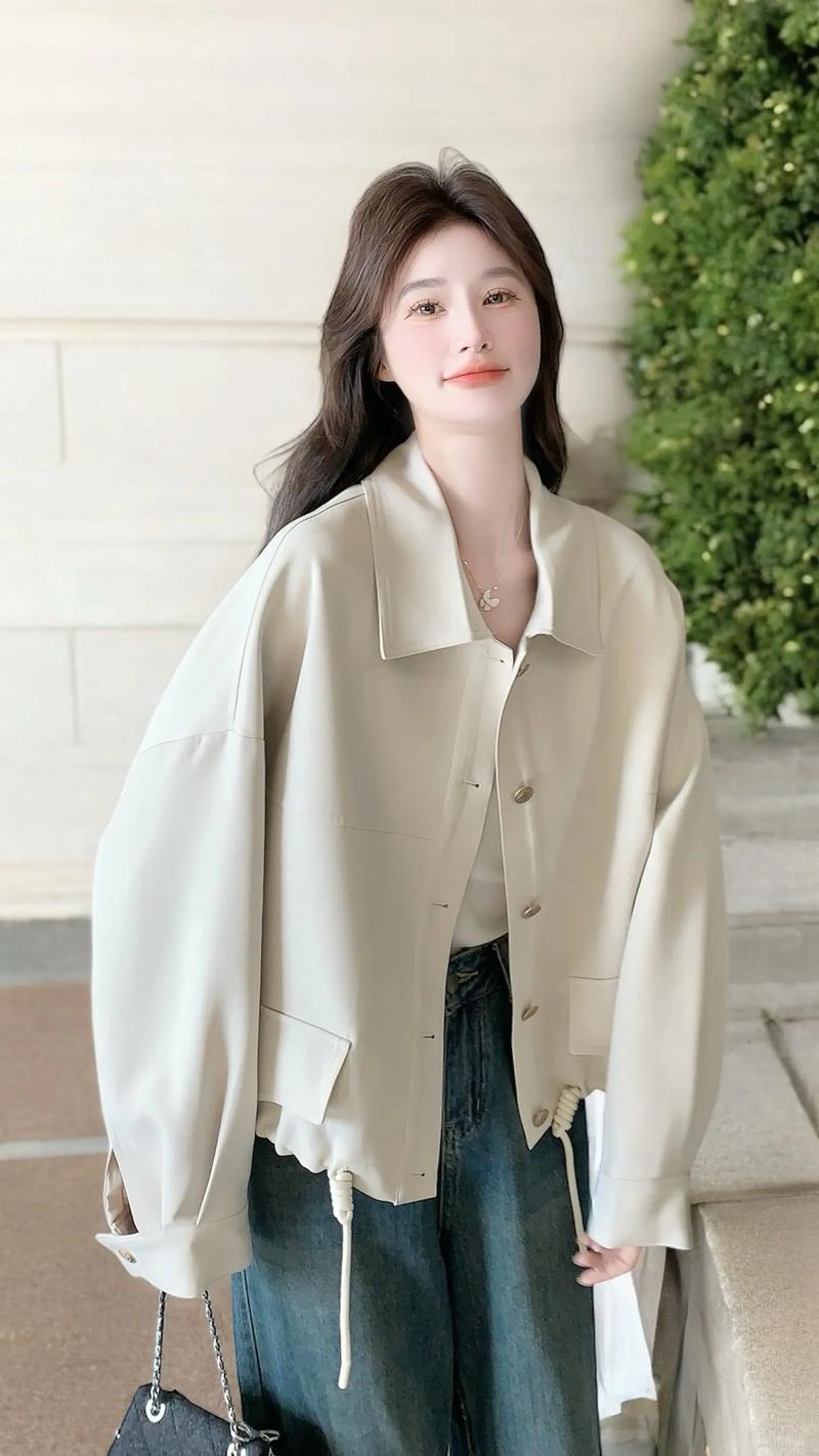 女白色夹克外套怎么搭配图片