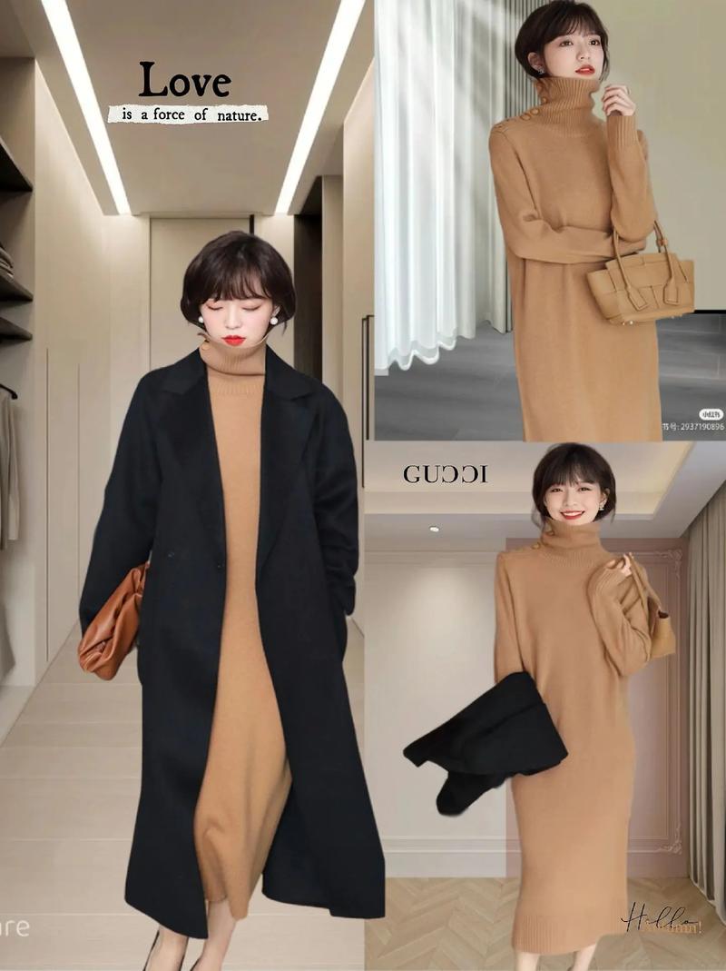 打底针织连衣裙怎么搭配上衣图片