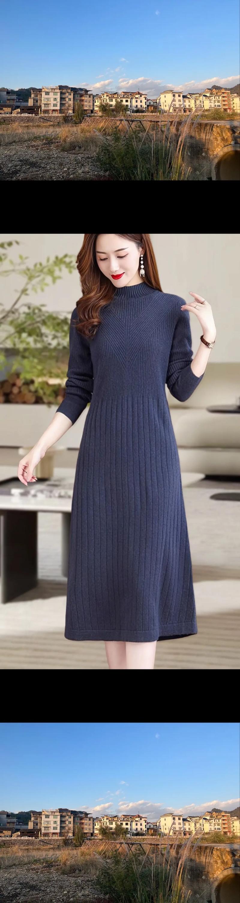 打底针织连衣裙怎么搭配上衣图片