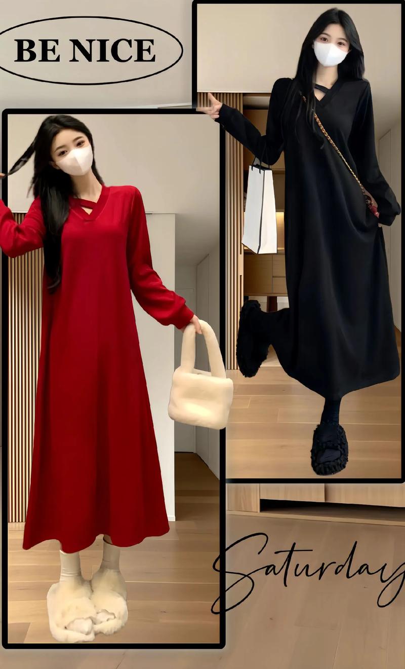 打底针织连衣裙怎么搭配上衣图片