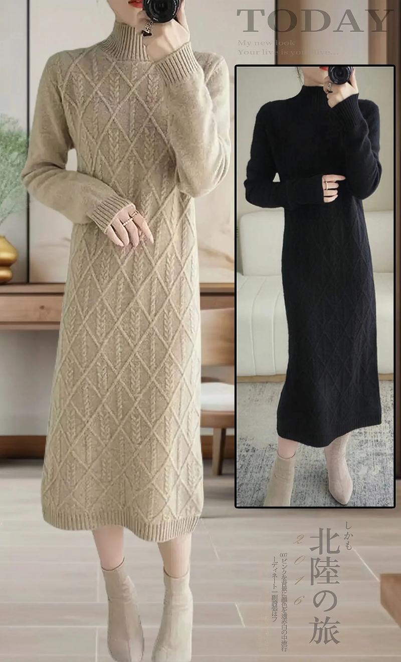 针织的连衣裙怎么搭配衣服好看图片