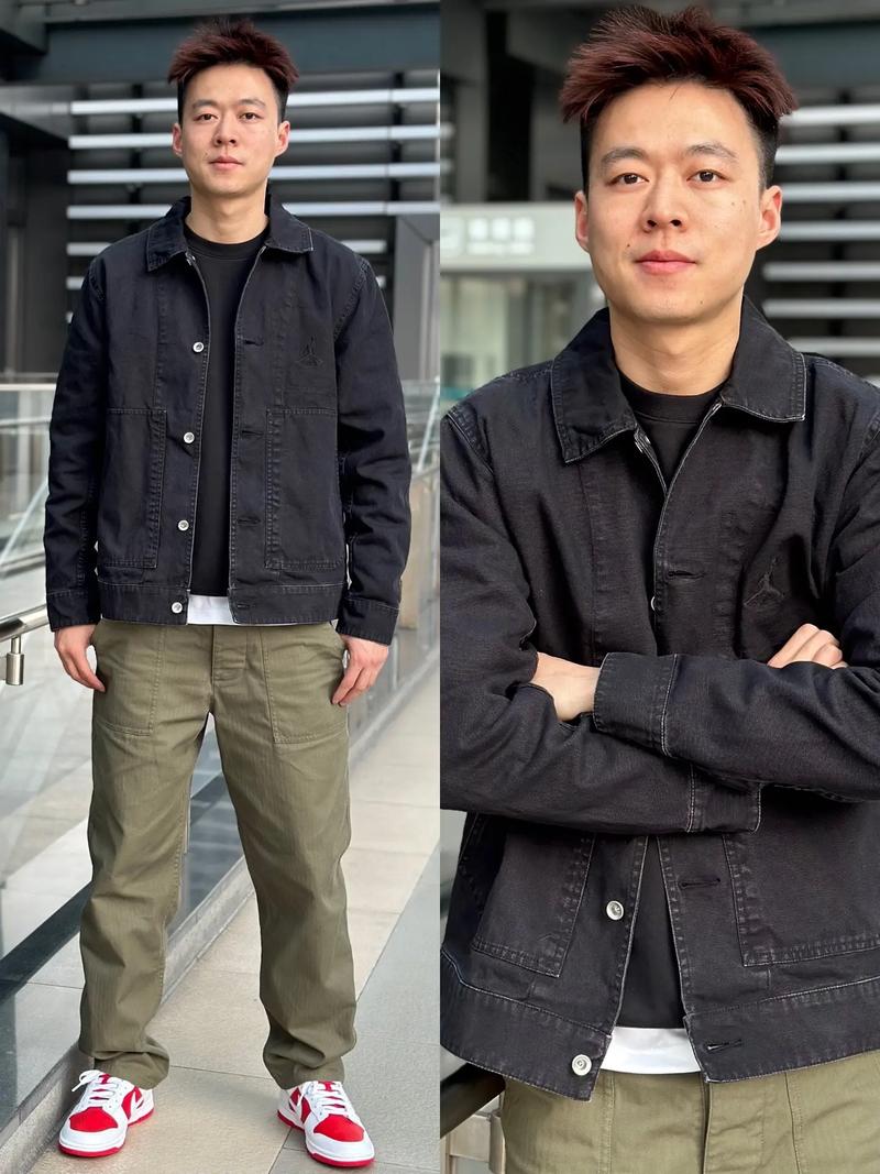 牛仔外套配什么裤子男