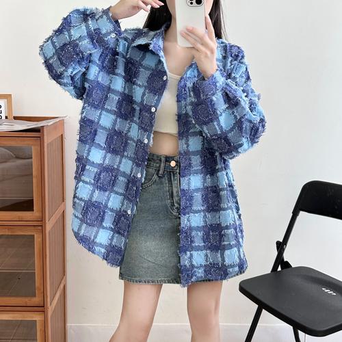 蓝色格子衬衣怎么搭配好看