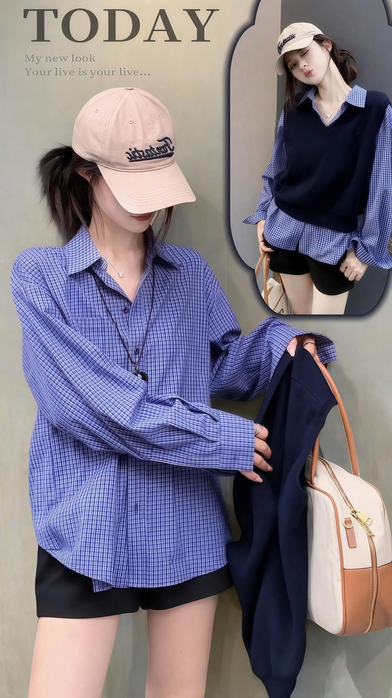 蓝色格子衬衣怎么搭配好看