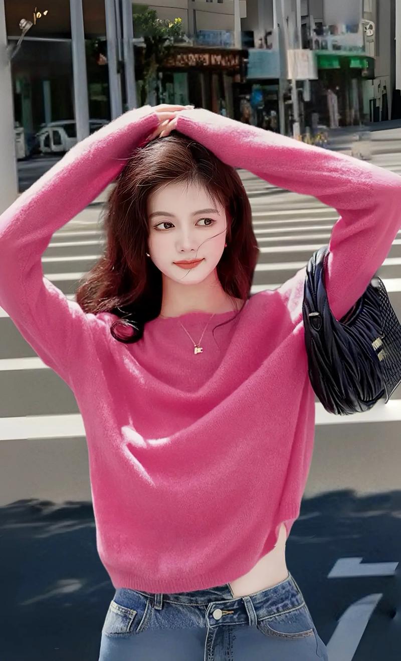 粉色短袖针织衫怎么搭配