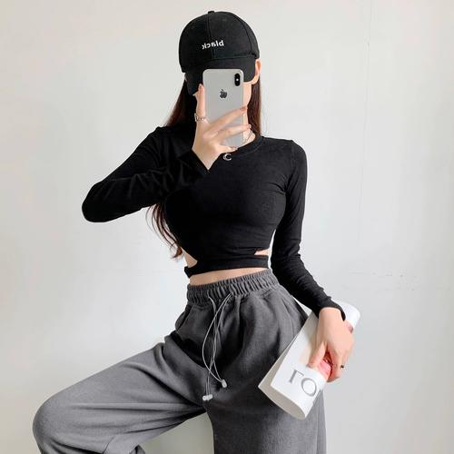 露腰长袖怎么搭配