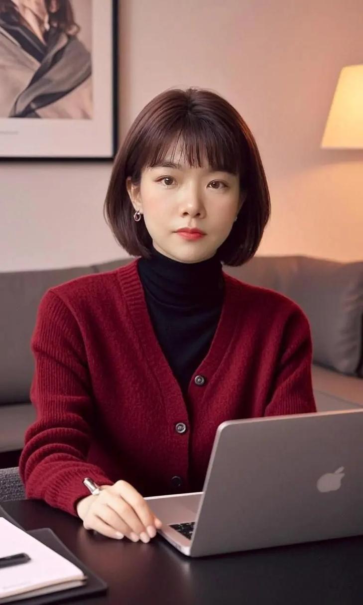 酒红色的开衫怎么搭配图片