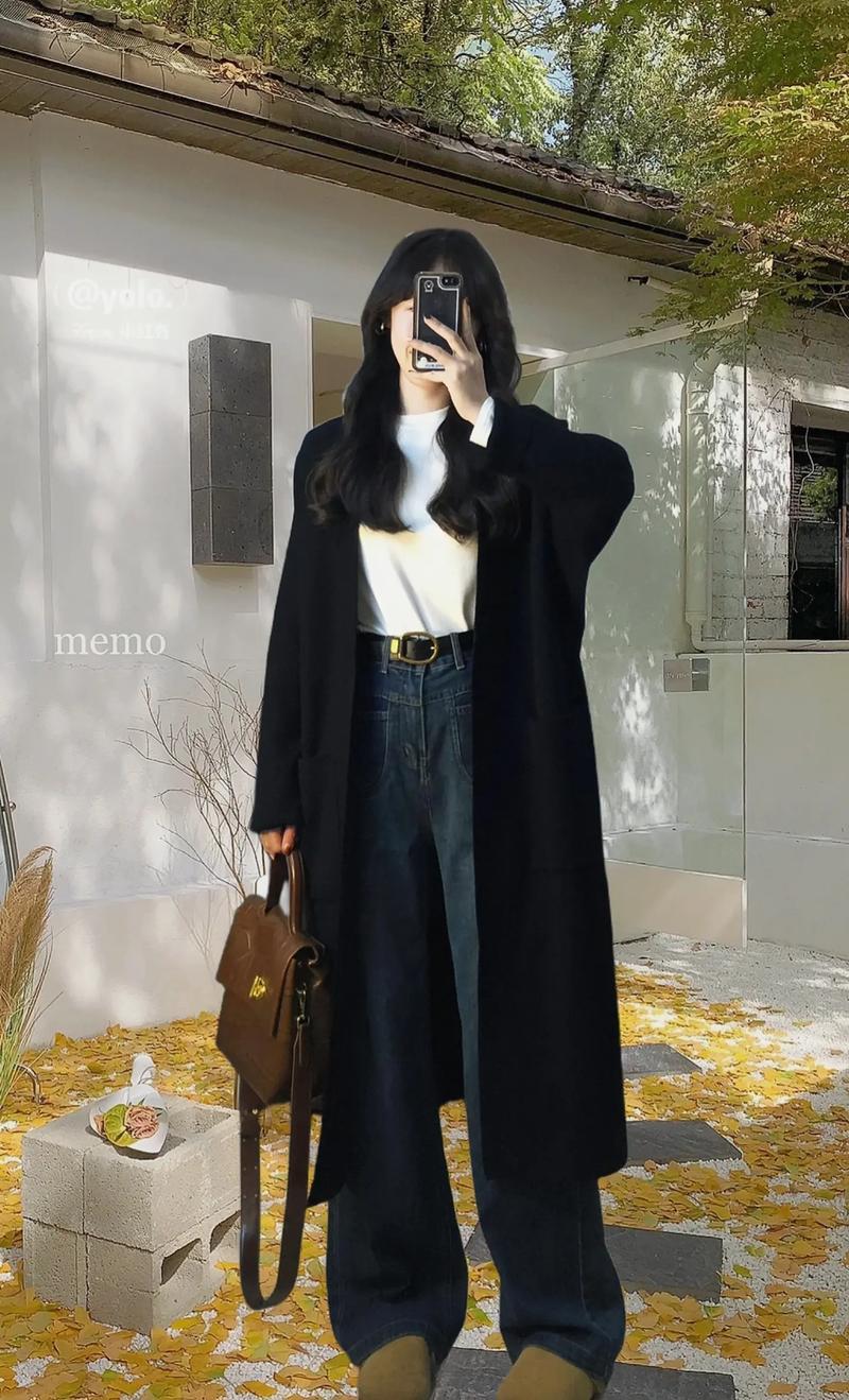 黑色长款上衣怎么搭配图片