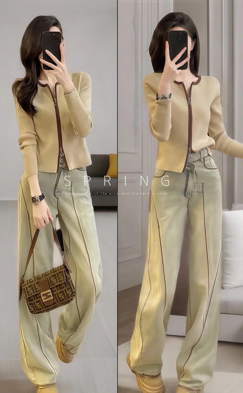 高腰针织开衫怎么搭配图片