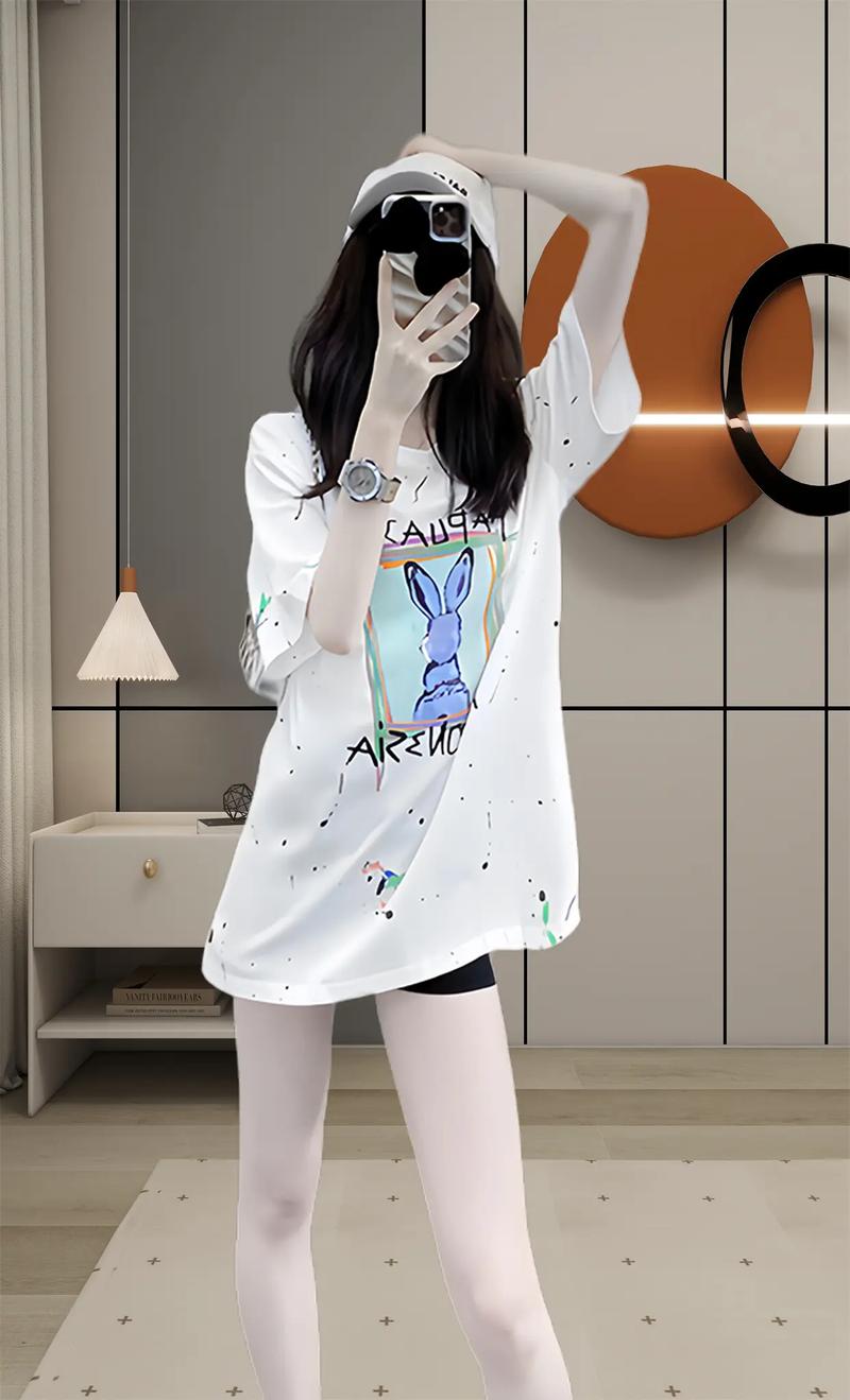 长款短袖怎么搭配下面