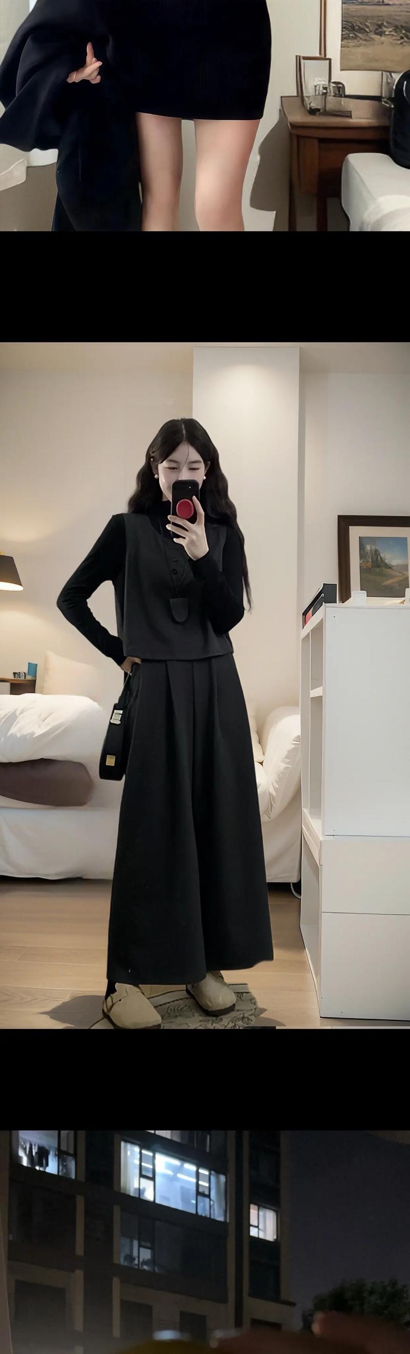 黑色长款针织马甲怎么搭配好看