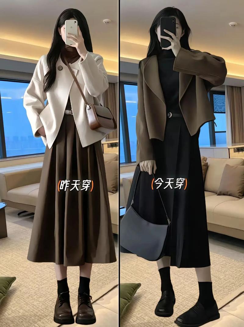 半身毛呢裙怎么搭配衣服