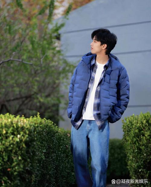 男款蓝色羽绒服怎么搭配图片欣赏