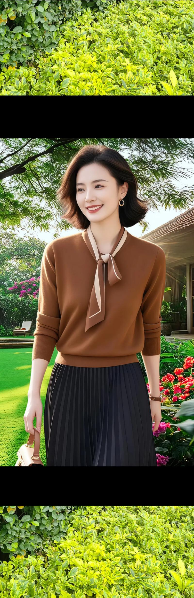 咖色宽松毛衣怎么搭配